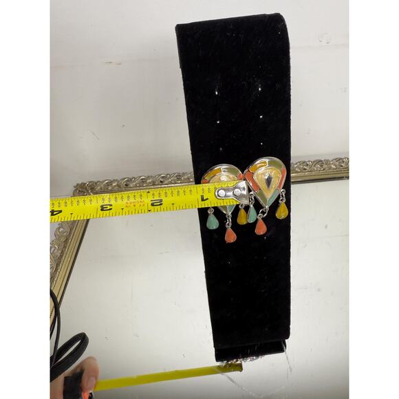 Vintage Rare Silver and Enamel Teardrop Dangle Earrings - Picture 7 of 9